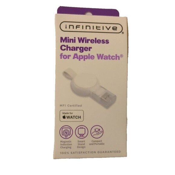 NEW Infinitive Mini Wireless Charger for Apple Watch 1/2/3/4/5/6/SE White - NIP - Picture 1 of 8